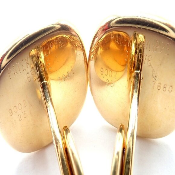 Rare! Patek Philippe 18k Yellow Gold Italian Flag Colors Enamel Large Cufflinks - Picture 3 of 12